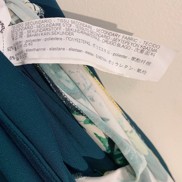 NWOT Zara Teal Green/Floral Asymmetric Dress- Size XS - Picture 8 of 8